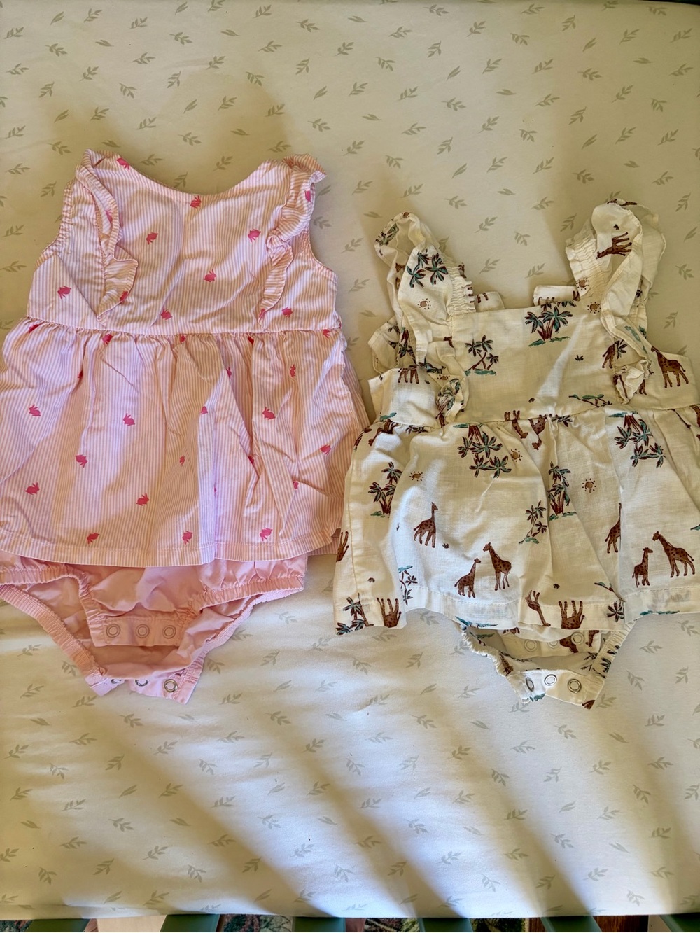 Carters Romper dresses (Bunnies and Giraffe safari)